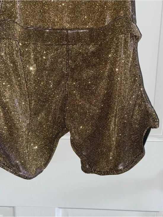 Knobs Gold Glitter Overall Romper size small - Picture 2 of 4